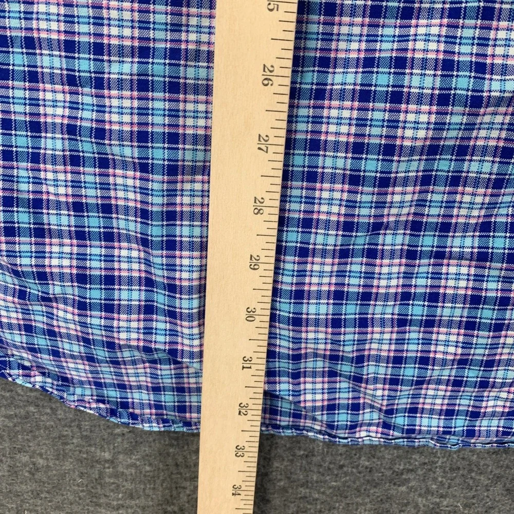 Polo Ralph Lauren Oxford Shirt Men 3XB Plaid Blue Short Sleeve Cotton Oversize